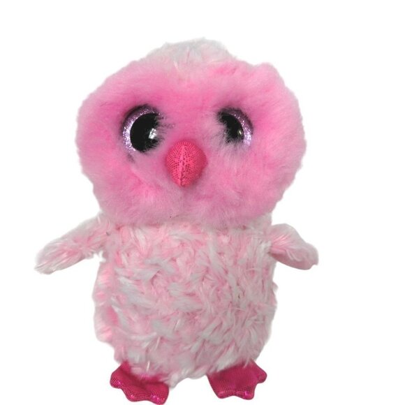 Ty Beanie Boos Twiggy Pink Owl Plush Glitter Eyes Stuffed Animal 2017 6.5" - Picture 1 of 6